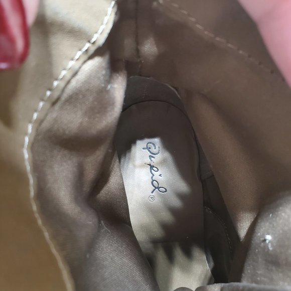 Qupid Women Distressed Leatherette Lace Up Chunky Stacked Heel Bootie - Picture 2 of 9